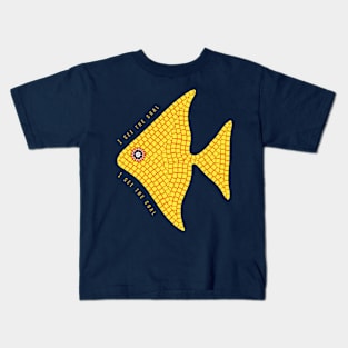 Yellow mosaic angelfish fish Kids T-Shirt